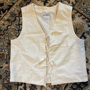 Old Navy Cream Tie-Front Sleeveless Vest